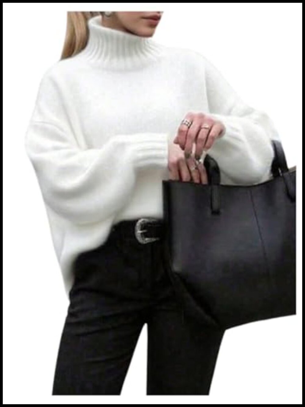 Women's High Neck Oversized Sweater Cable Knit Chunky Pullover Long Sleeve Cozy